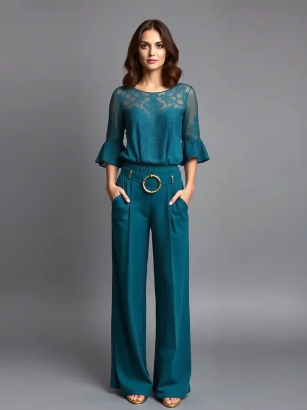 V-Neck Puff-Sleeves Striped Playsuit